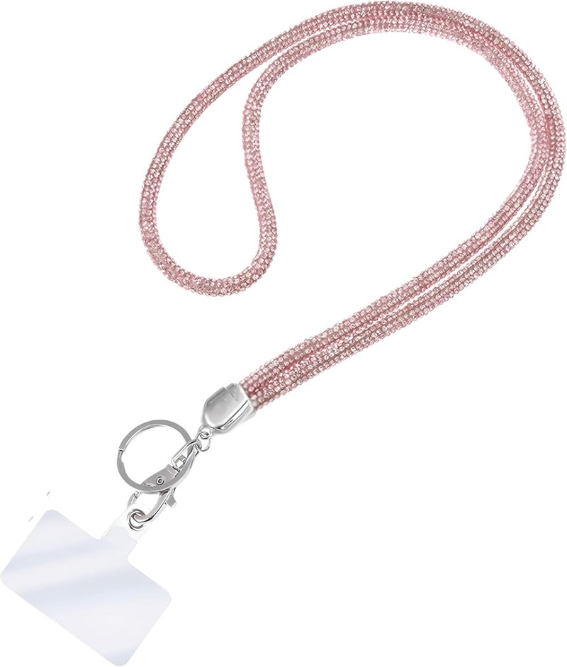 Global_Shopper Fashion 34.8'' Sparkle All Round Crystal Neck Lanyard,Bling Work Name Card Holder For Women(AB White,1PC) - Image 1